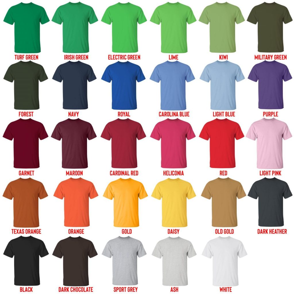 t shirt color chart - Hodgetwins Store