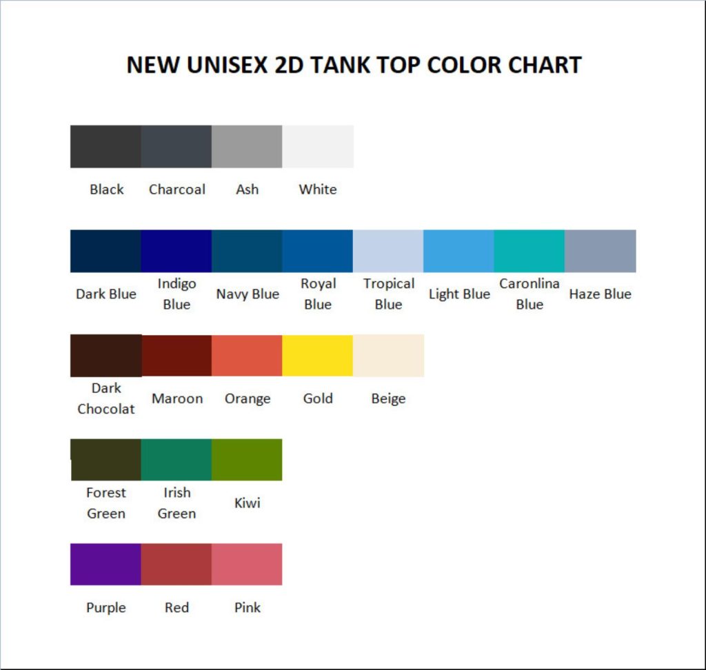 tank top color chart - Hodgetwins Store