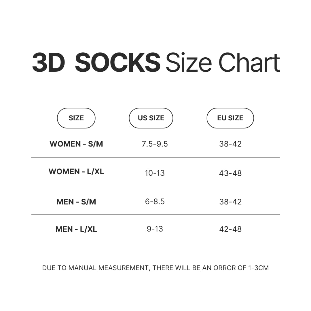 3D Socks Size Chart - Hodgetwins Store