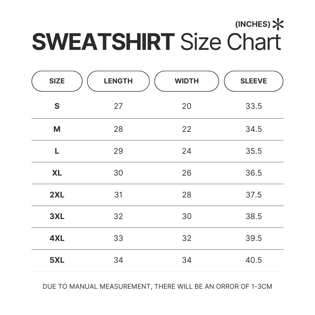 Sweatshirt Size Chart - Hodgetwins Store